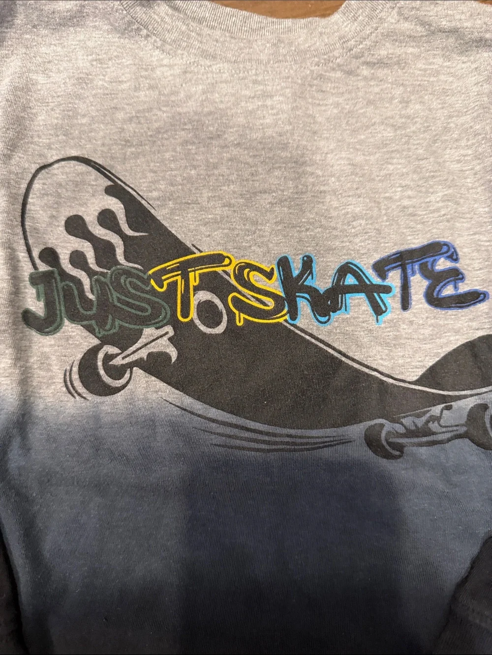 Kids Ombre 'Just Skate' Long Sleeve Tee - Gray/Black